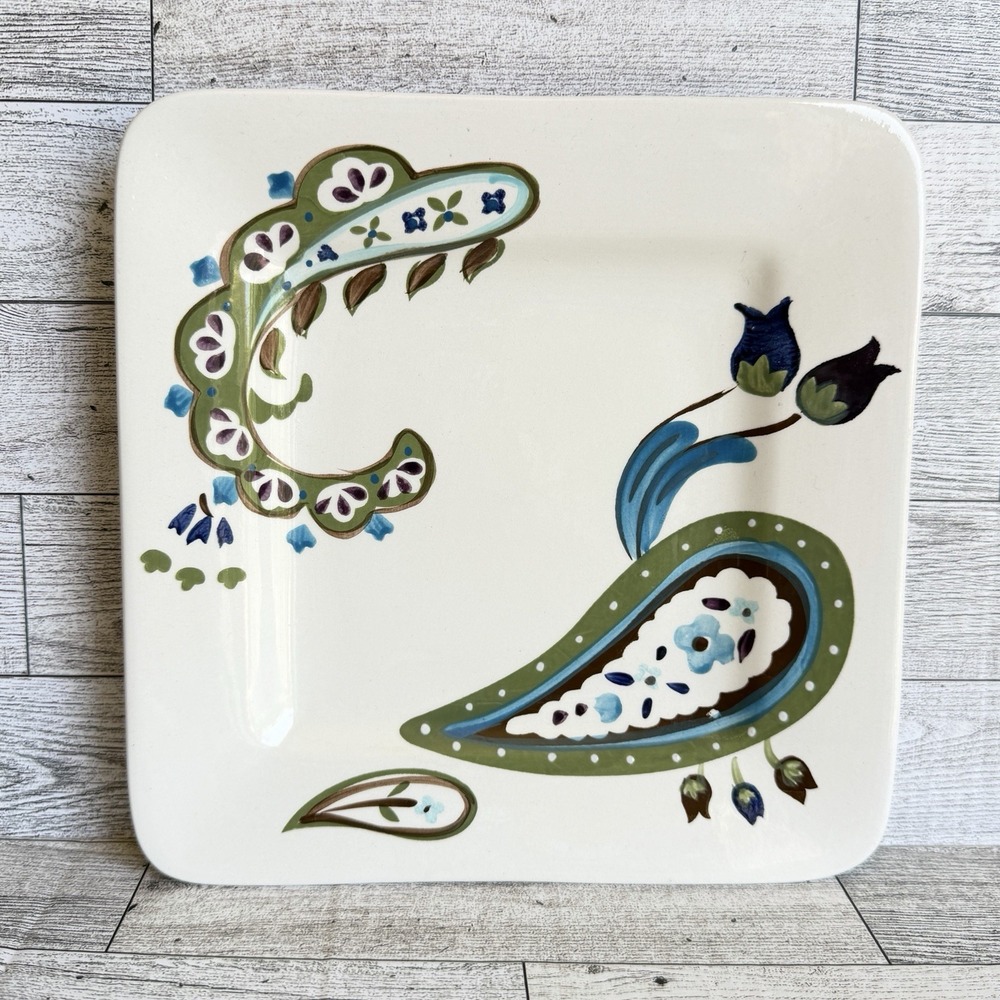 JC Penney Home Collection Melrose Paisley Square Salad Desert Plate 8.75"